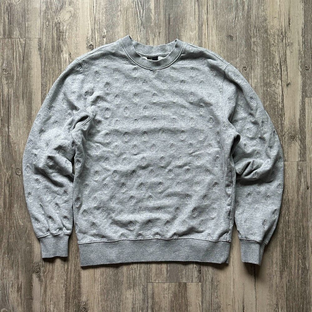 OVO Grey Gray Monogram Crewneck Sweatshirt Size Small
